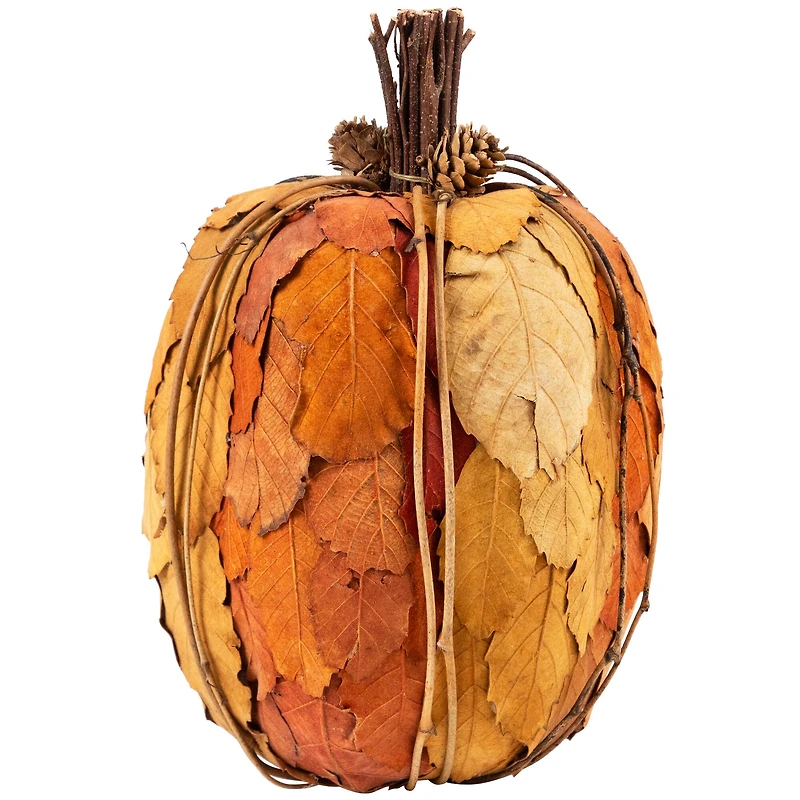 10" Orange & Brown Fall Harvest Tabletop Pumpkin