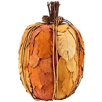 10" Orange & Brown Fall Harvest Tabletop Pumpkin