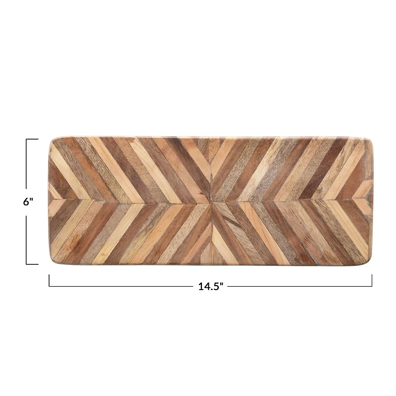 Hello Honey® Mango Wood Chevron Pattern Cheese or Cutting Board