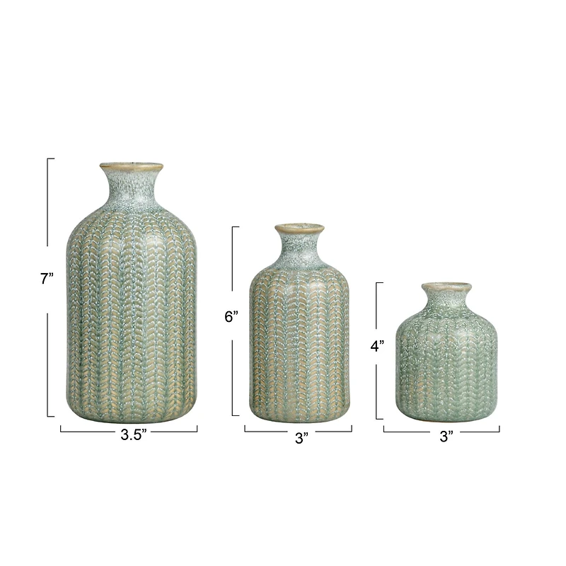 Hello Honey® Gray, Green & Natural Stoneware Vase Set