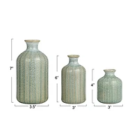 Hello Honey® Gray, Green & Natural Stoneware Vase Set