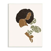 Stupell Industries Abstract Female Portrait Monsteras Minimal Earth Tones Wall Plaque