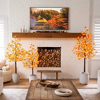 4ft. Pre-Lit Minimalist Autumn Maple Artificial Fall Tree with 56 LED Warm White & Orange Pumpkin Shaped Lights