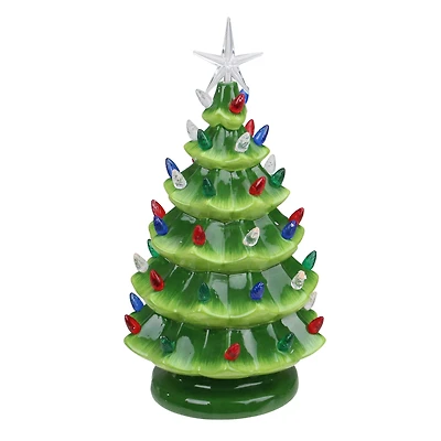 12.5" LED Lighted Retro Tabletop Christmas Tree with Star Topper