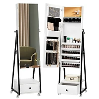 NEX™ 5ft. Pure White Jewelry Armoire on Casters with Chest Drawer