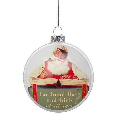 3" Norman Rockwell No Christmas Problem Now Glass Disc Ornament