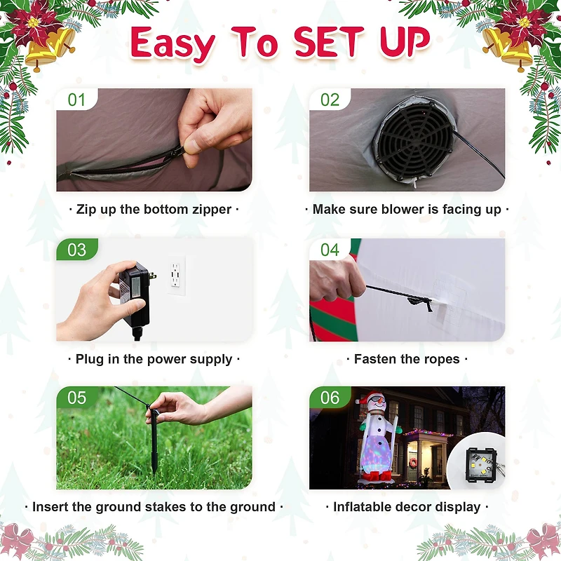 Glitzhome® 20FT Giant Lighted Inflatable Disco Skiing Snowman