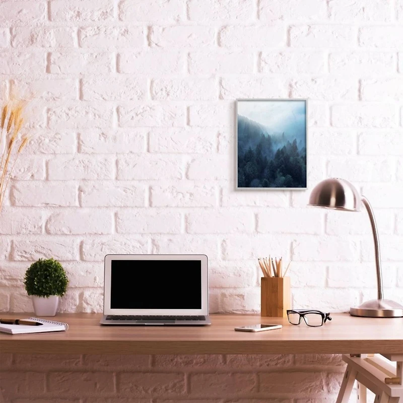 Stupell Industries Daylight over Pine Forest Mountain with Fog Framed Wall Art