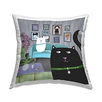 Stupell Industries Rock The Moment Family Pets Living Room Scene Throw Pillow, 18" x 18"