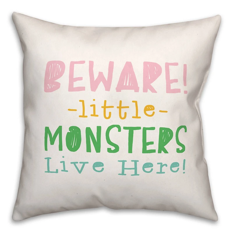 Beware Monsters Throw Pillow