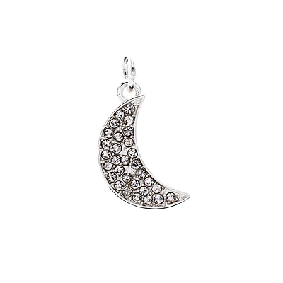 12 Pack: Charmalong™ Silver-Plated Pavé Moon Charm by Bead Landing™