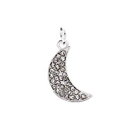 12 Pack: Charmalong™ Silver-Plated Pavé Moon Charm by Bead Landing™