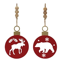 Metal Cut Out Bear & Moose Ornament Set