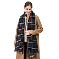 Glitzhome® 75" Plaid Reversible Scarf with Fringe