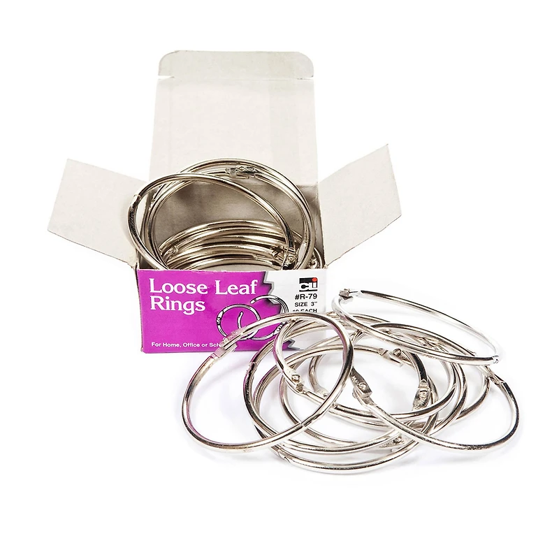 Charles Leonard 3" Silver Metal Book Rings, 3 Packs of 10
