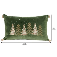 20" x 12" Green Embroidered Trees Lumbar Throw Pillow by Ashland®