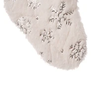 Glitzhome® 21" White Plush Snowflake Stocking, Set Of 2
