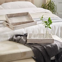 White Mango Wood Farmhouse Tray Set