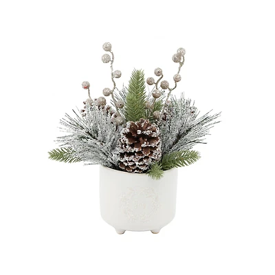 Christmas Mix In Ceramic Joy Wreath Footed Pot
