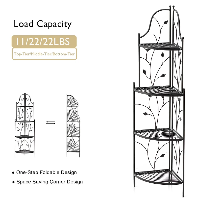 Glitzhome® 4ft. Metal 4-Tiered Corner Shelf Stand