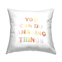 Stupell Industries Amazing Things Alternating Pastels Motivational Phrase Throw Pillow, 18" x 18"