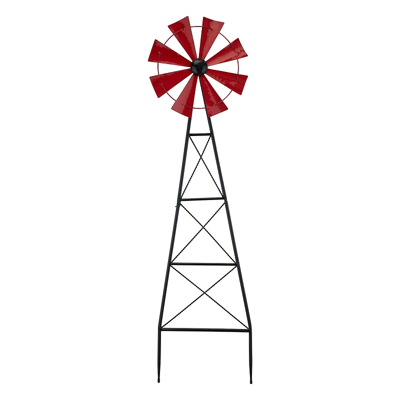 Glitzhome® 3.5ft Red Metal Wind Spinner Yard Stake