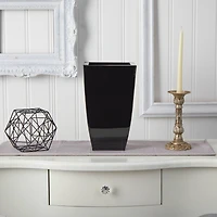 13" Black Tapered Square Metal Planter