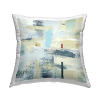 Stupell Industries Abstract Paint Stroke Collage Blue Beige Woven Pattern Throw Pillow 18" x 18"