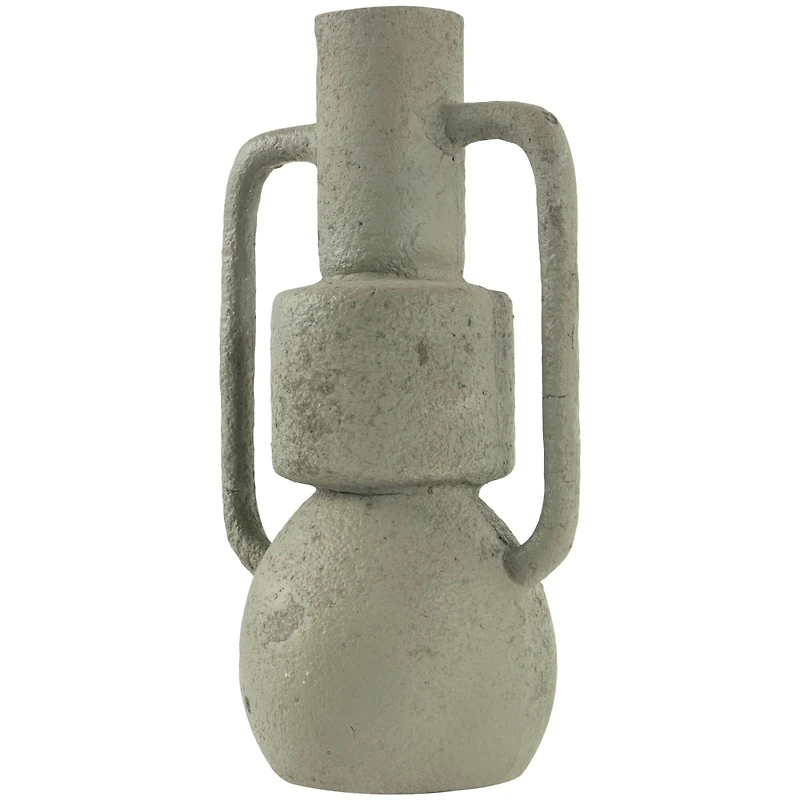 16" Light Gray Paper Mache Textured Vase
