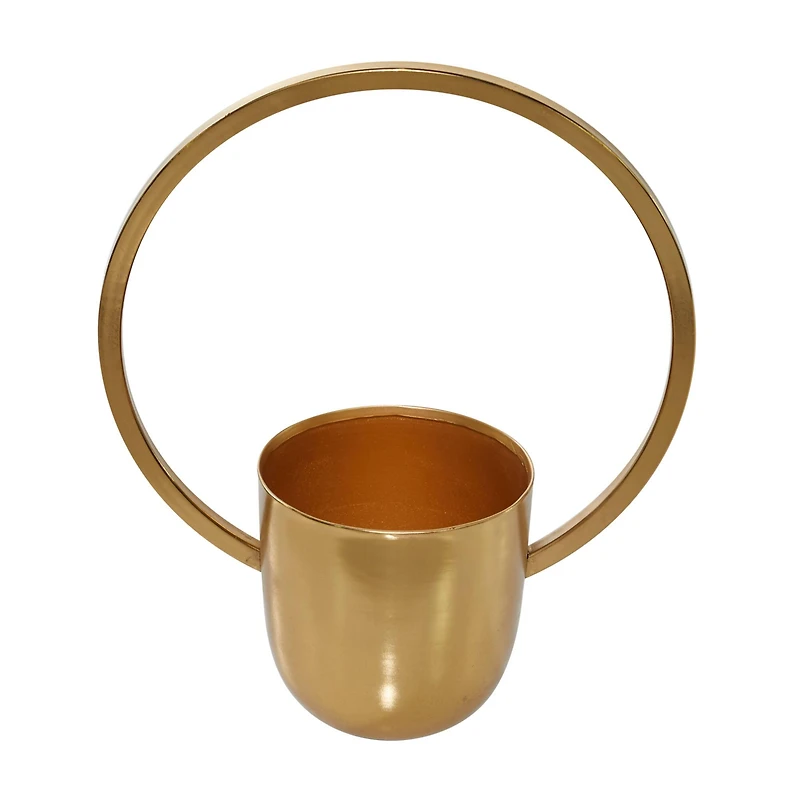 CosmoLiving by Cosmopolitan Set of 2 Gold Metal Glam Planter, 11", 14"