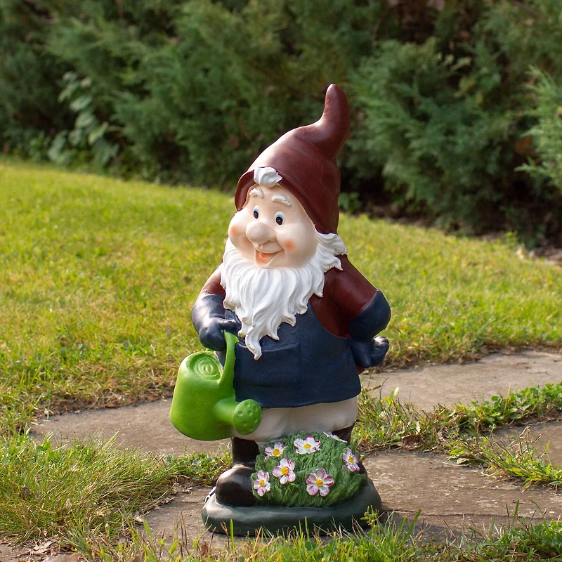 20" Gardener Gnome with Watering Can Outdoor Garden Statue