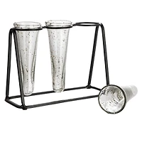 Hello Honey® Bloomingville 9" Test Tube Vases in Black Metal Stand