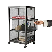 Mind Reader Black 3 Drawer Rolling File Cabinet