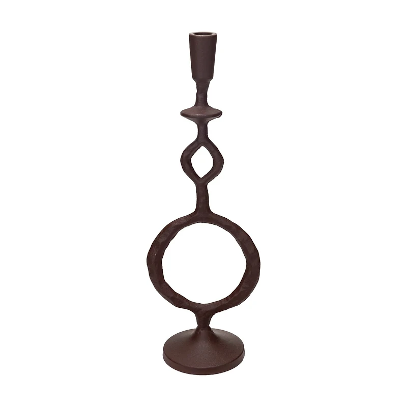 Hello Honey® 15" Brown Decorative Cast Metal Taper Candle Holder