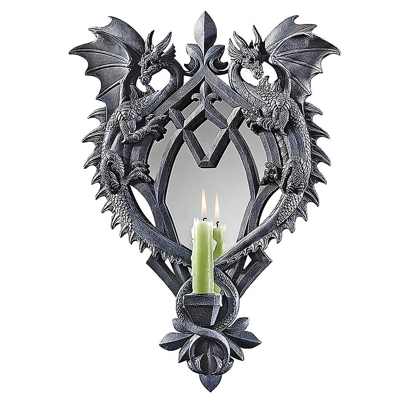 Design Toscano Double Trouble Gothic Dragon Mirrored Wall Sculpture