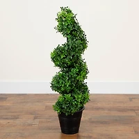3ft. UV-Resistant Boxwood Spiral Topiary Artificial Tree in Decorative Planter
