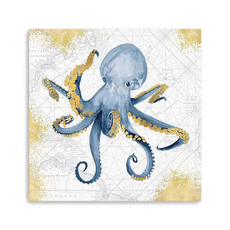 Deep Blue Sea VI White Gold Canvas Giclee