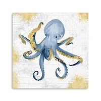 Deep Blue Sea VI White Gold Canvas Giclee