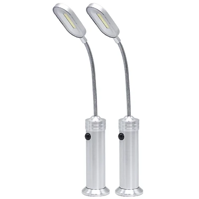 Sorbus Metallic Silver LED Magnetic Base Light, 2ct.
