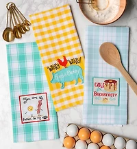 DII® Rise & Shine Breakfast Embroidered Dish Towel Set