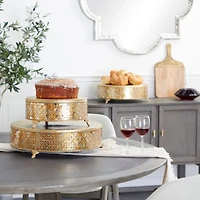 Gold Glam Round Metal & Glass Mosaic Cake Stand, 3ct.