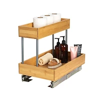 Household Essentials Glidez Steel & Bamboo Slide-Out 2-Tier Storage Organizer
