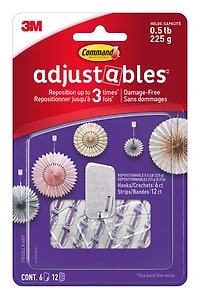 Command™ Adjustables™ Mini Hooks, Clear