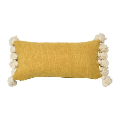 Hello Honey® Yellow Chenille Lumbar Pillow with Tassels