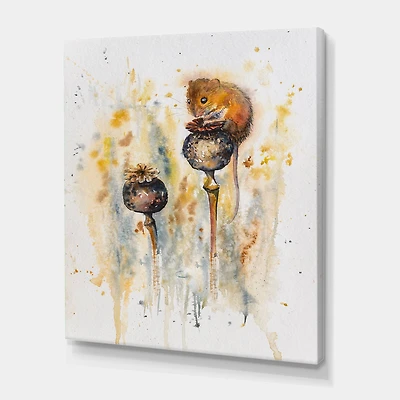 Designart - Mouse Sitting On Poppies