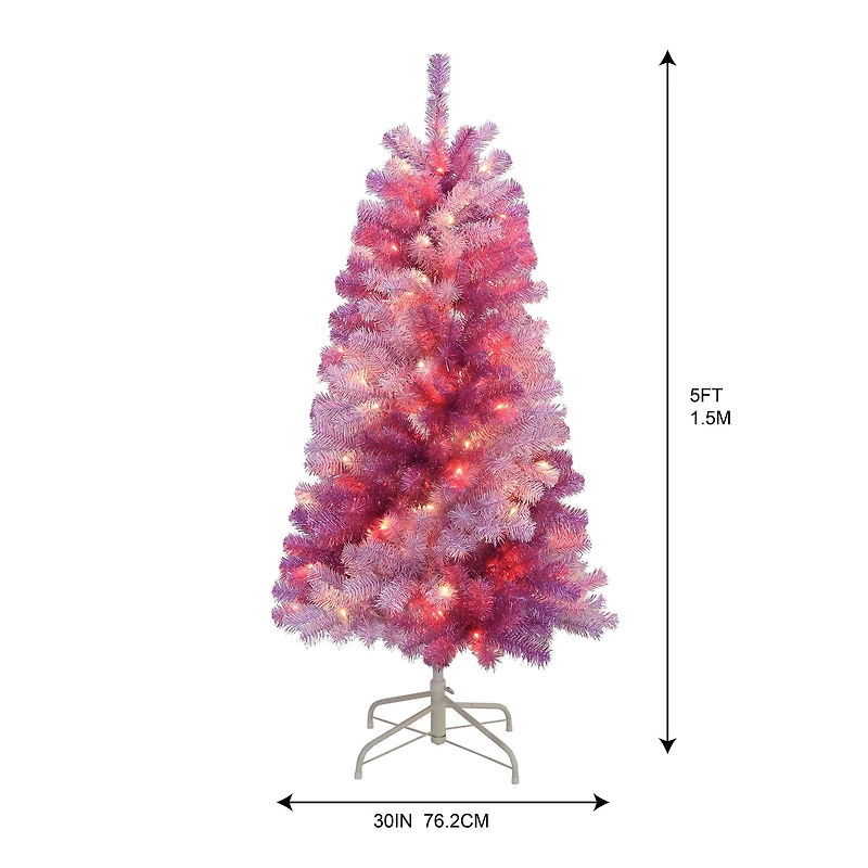 5ft. Pre-Lit Peppermint Pine Artificial Christmas Tree, Warm White LED Lights by Ashland®