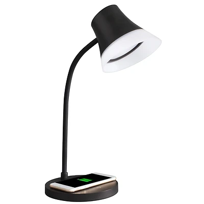 OttLite Wellness Series 17" Black Shine LED Desk Lamp with Wireless Charging
