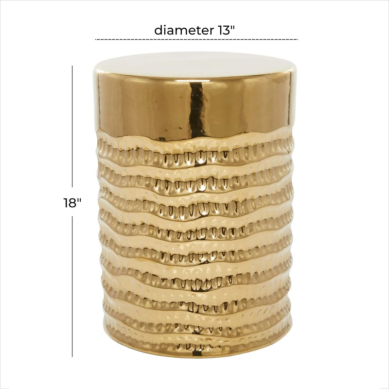 18" Gold Stoneware Glam Accent Table