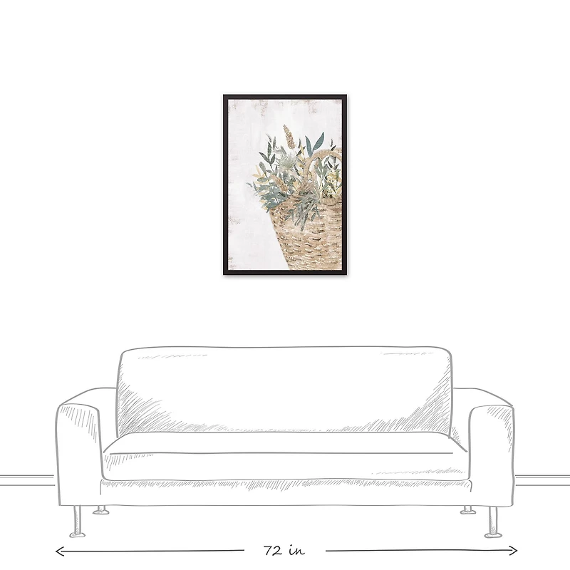 Jewel Flower Basket 20" x 30" Black Framed Canvas