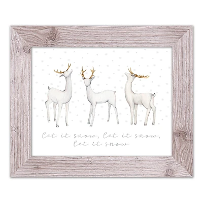 Designs Direct 14" x 11" Snow Reindeers Western White Framed Print
